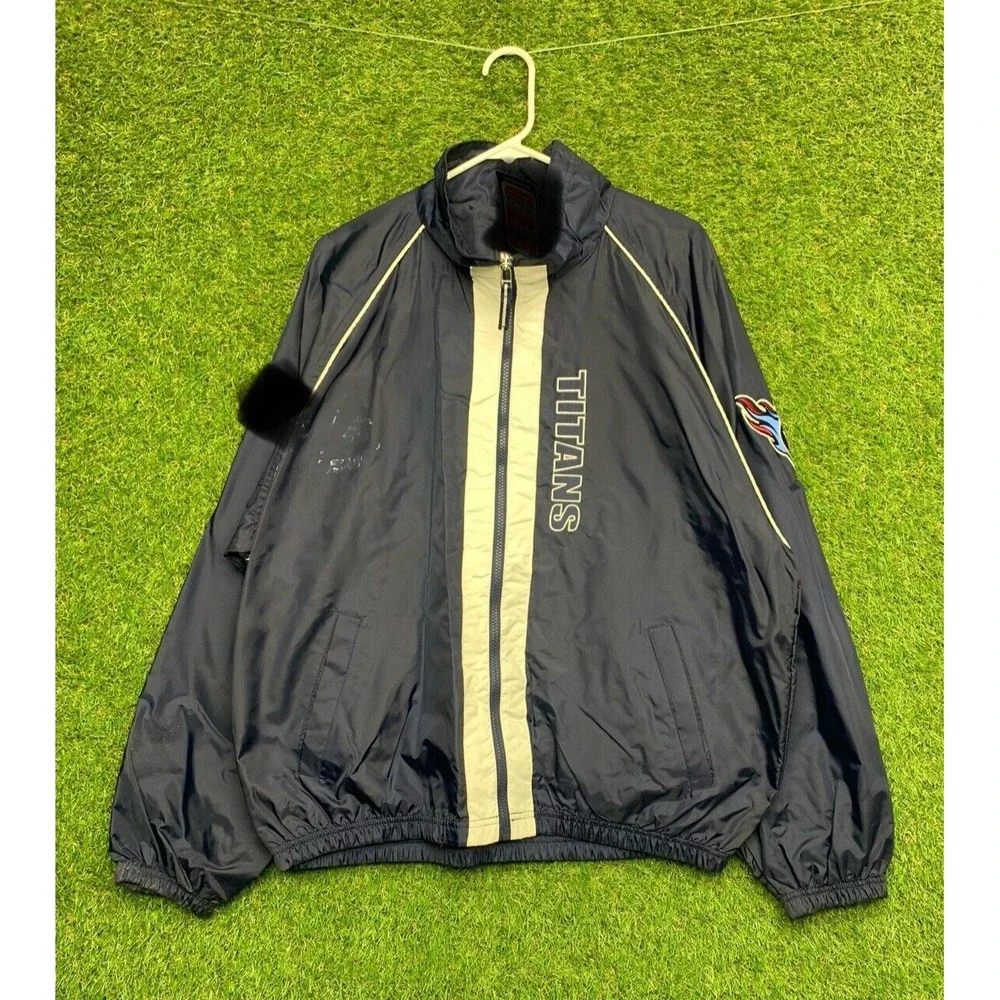 Vintage Tennessee Titans Windbreaker Jacket Mens Large Nylon Full Zip Up 90s
